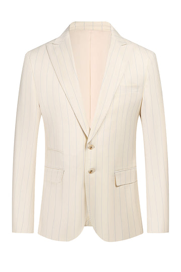 Branco 3 Peça Pinstriped Men Prom Suits